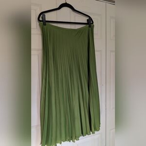Zara Pleated Midi Skirt - Olive Green